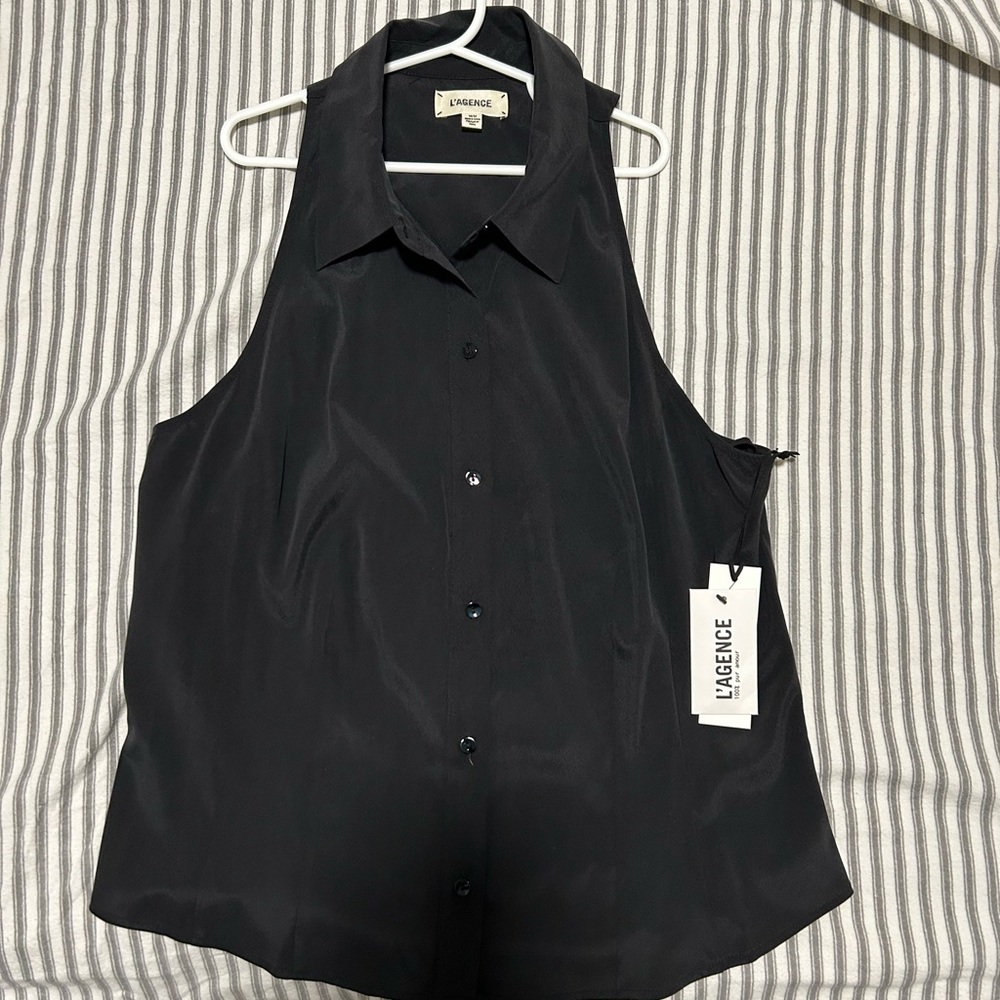 L’Agence Silk Button Up Tank Sz Medium